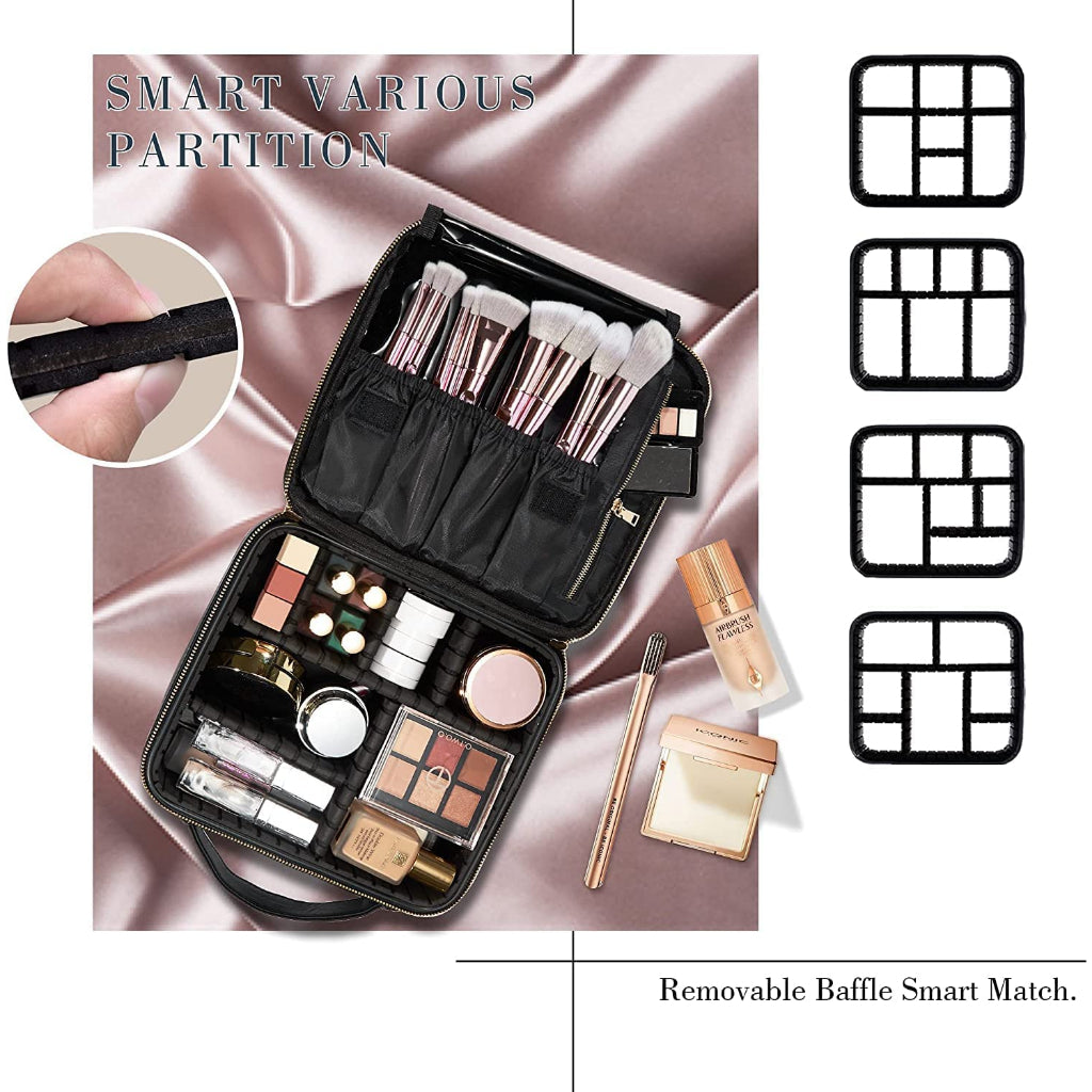 Portable Makeup Bag with 15-Piece Brush Set